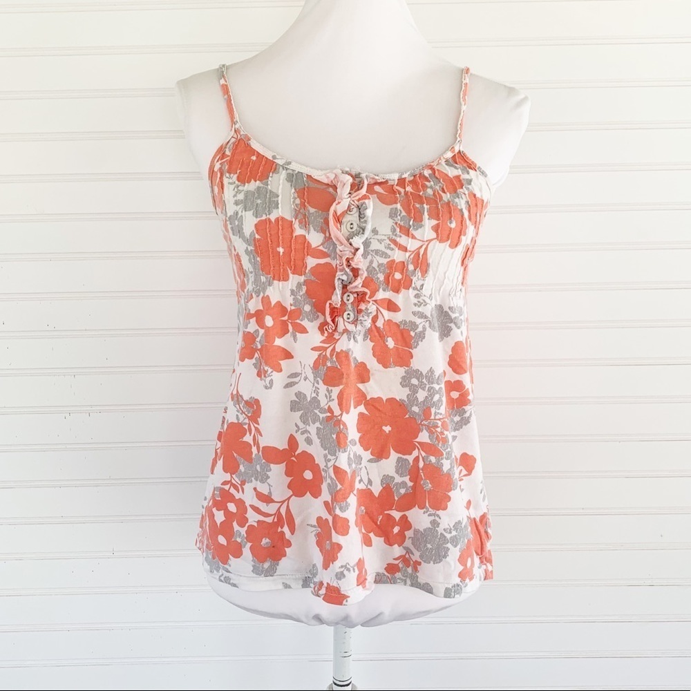 Aeropostale Coral White Floral Top